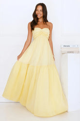 Unforgettable Style Strapless Maxi Dress Yellow