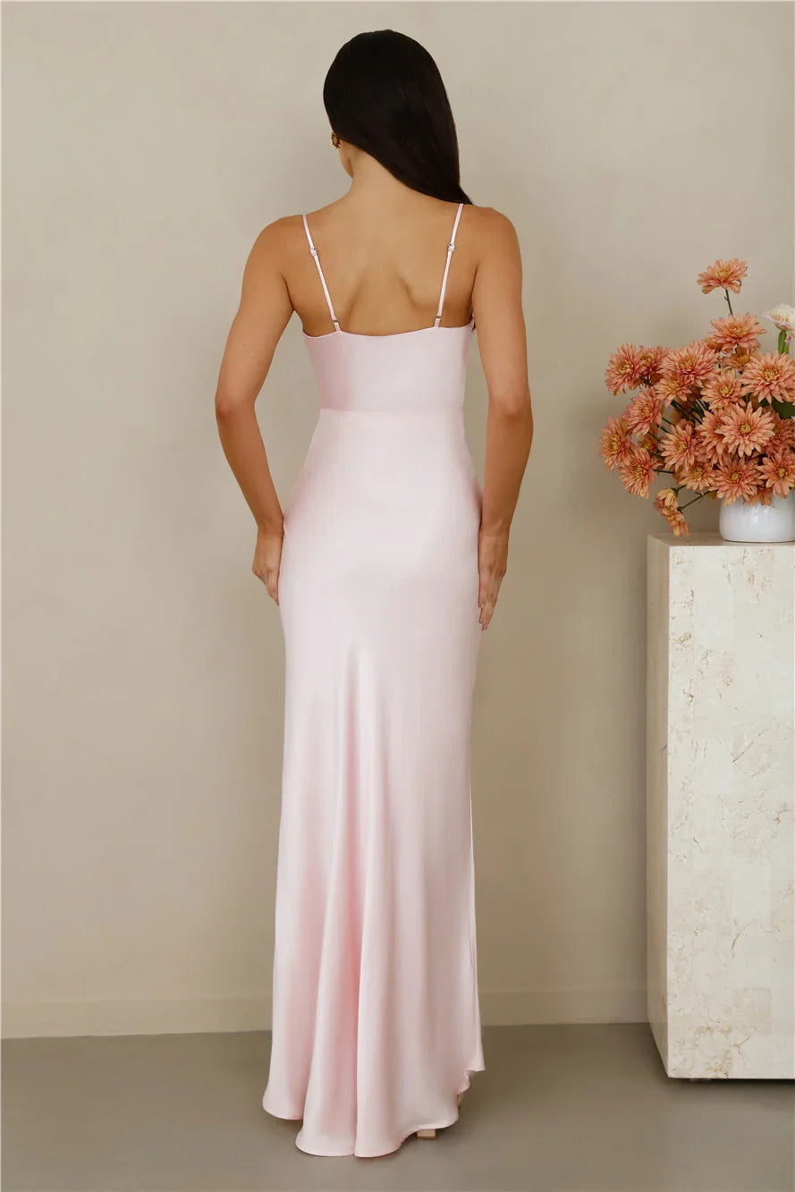 The Violetta Satin Maxi Dress Pink