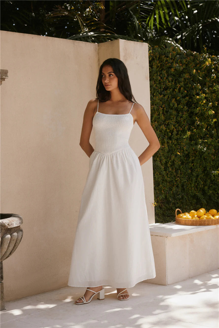 Whispering Willow Maxi Dress White