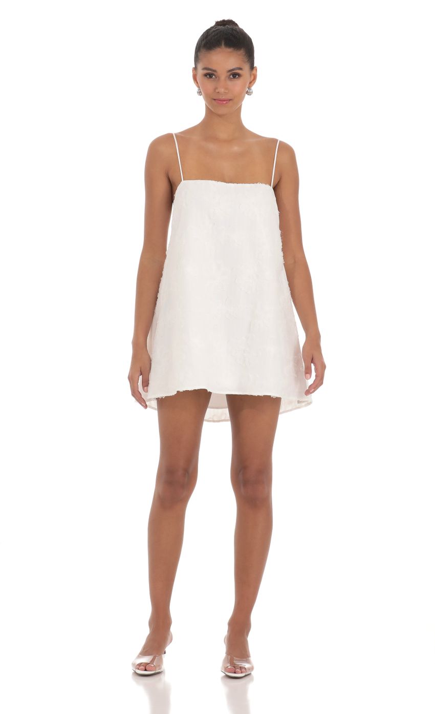 Textured Shift Dress in White
