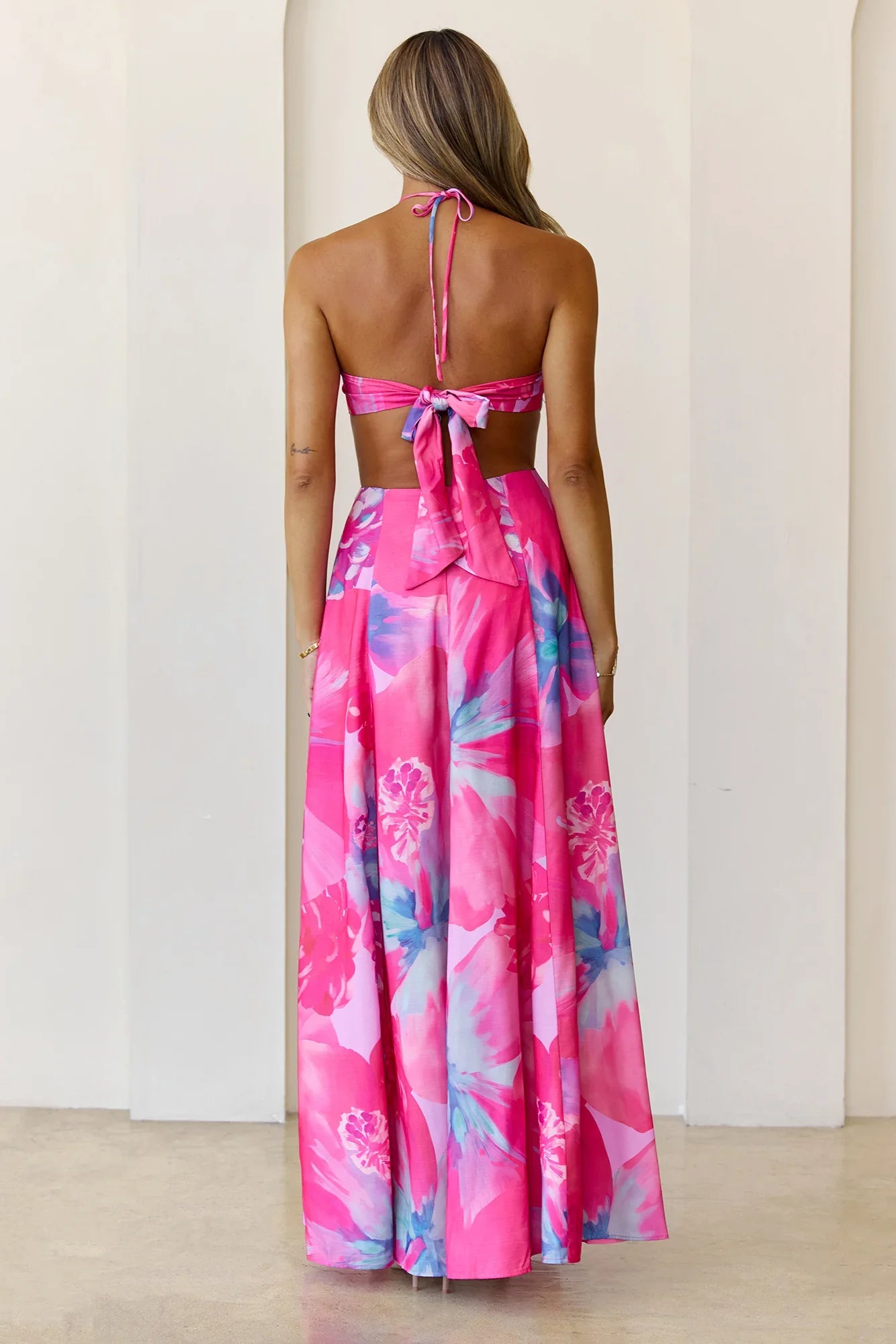 Viola Halter Maxi Dress Fuchsia